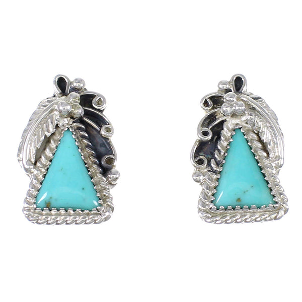 Southwest Turquoise Genuine Sterling Silver Post Earrings RX69350